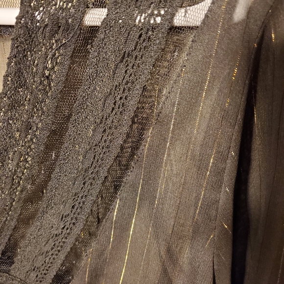 Zara sheer black blouse with gold threading - Picture 5 of 6